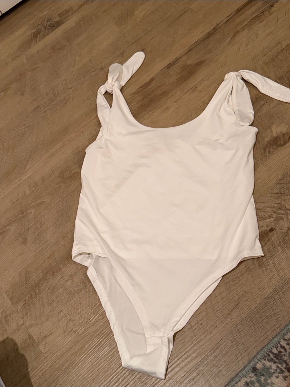 Girls White Tie-Shoulder One-Piece lined body suit